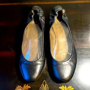 Lili Mill Size 38 Made in Italy Black Leather Loafer with Elastic Gather in Back